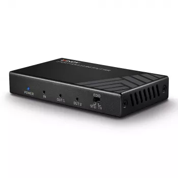 Lindy 2 port HDMI 2.0 18G splitter, HDMI, 2x HDMI, 3840 x 2160 pixelov, čierna, kov, CE, FCC, RoHS, REACH, California Proposition 65