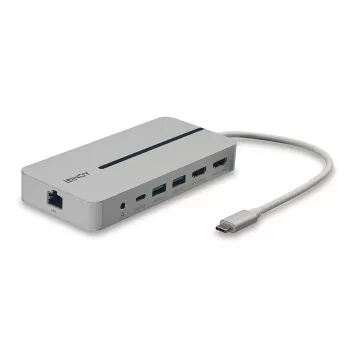 Lindy DST-Mx Duo USB-C mini dokovacia stanica pre laptop/MacBook s duálnym displejom (4K) a 100 W pass-through nabíjaním