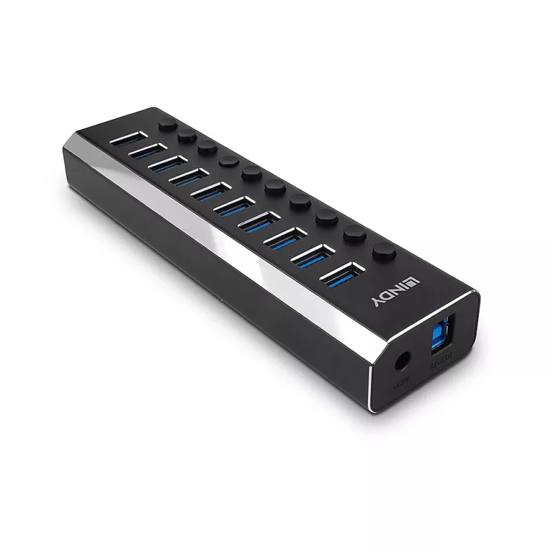 Lindy 10 port USB 3.0 hub s vypínačmi