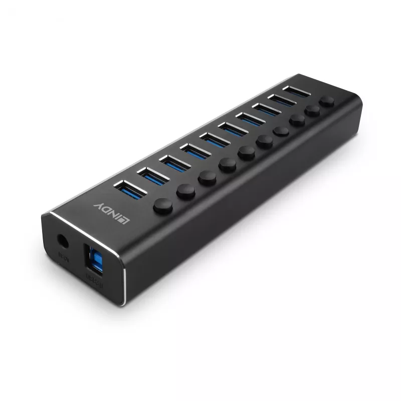Lindy 10 port USB 3.0 hub s vypínačmi