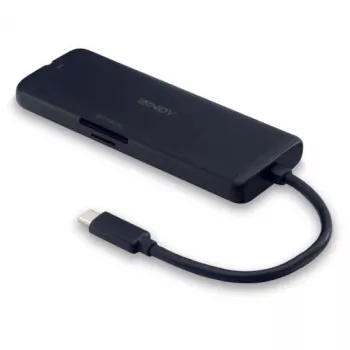 Lindy DST-Mini USB-C laptop mini dokovacia stanica s podporou 4K a 100W pass-through nabíjaním