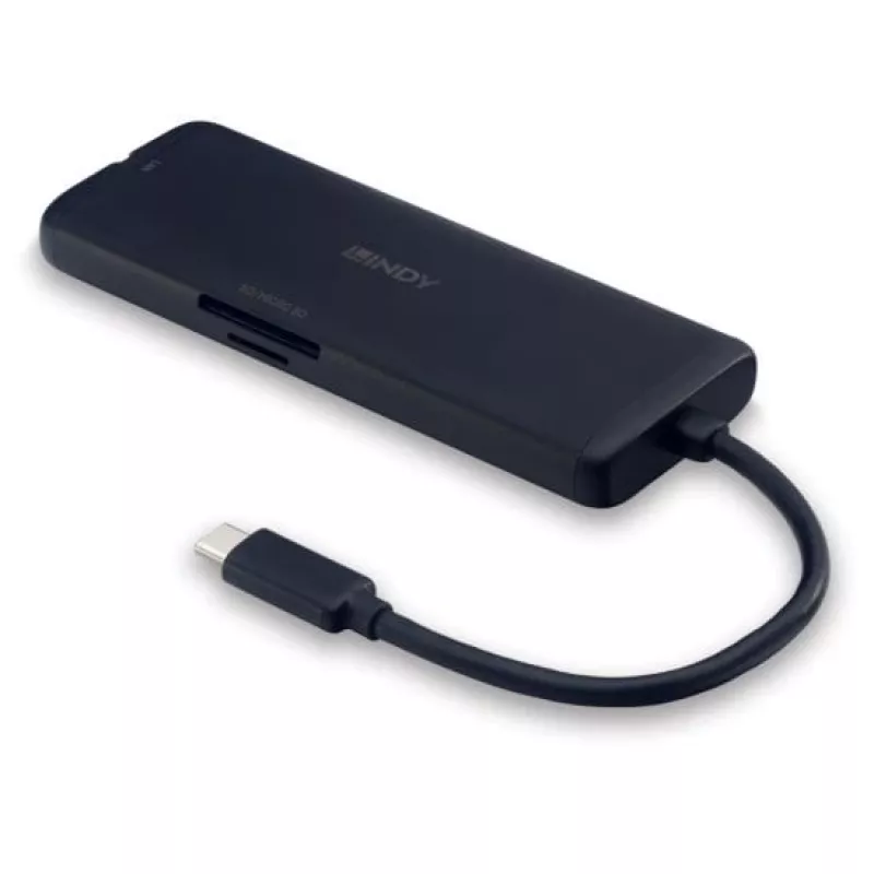 Lindy DST-Mini USB-C laptop mini dokovacia stanica s podporou 4K a 100W pass-through nabíjaním