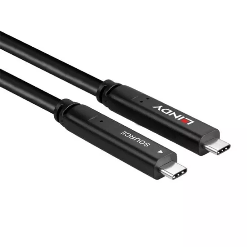 Lindy 10m USB 3.2 Gen 1 a DP 1.4 Type-C hybridný kábel, 10 m, USB C, USB C, USB 3.2 Gen 1 (3.1 Gen 1), čierna