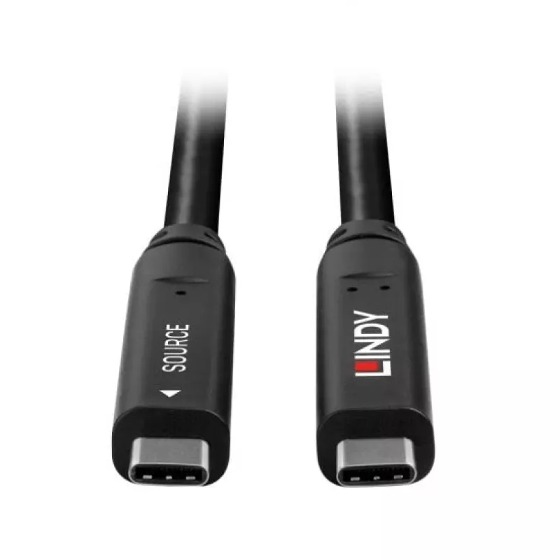 Lindy 10m USB 3.2 Gen 1 a DP 1.4 Type-C hybridný kábel, 10 m, USB C, USB C, USB 3.2 Gen 1 (3.1 Gen 1), čierna