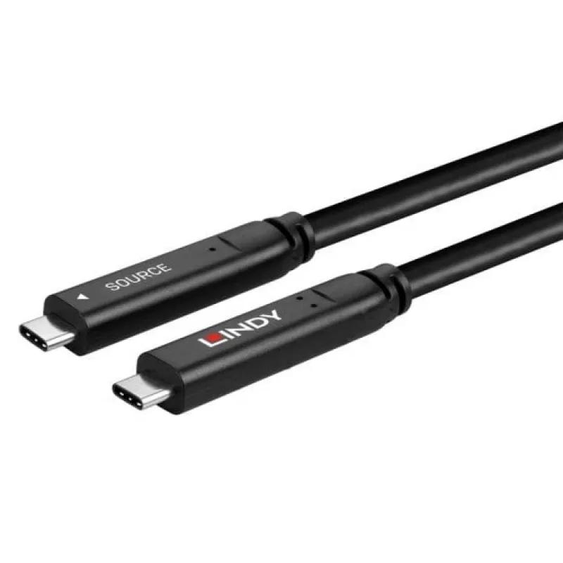 Lindy 10m USB 3.2 Gen 1 a DP 1.4 Type-C hybridný kábel, 10 m, USB C, USB C, USB 3.2 Gen 1 (3.1 Gen 1), čierna