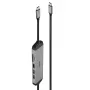 Lindy DST-Micro 140, USB-C laptop micro dokovacia stanica s podporou 4K a 1,4 m 60W nabíjacím káblom