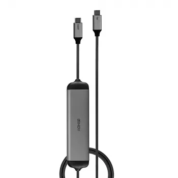 Lindy DST-Micro 140, USB-C laptop micro dokovacia stanica s podporou 4K a 1,4 m 60W nabíjacím káblom