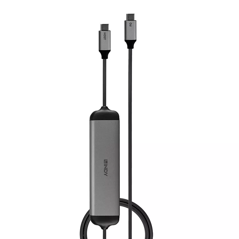 Lindy DST-Micro 140, USB-C laptop micro dokovacia stanica s podporou 4K a 1,4 m 60W nabíjacím káblom