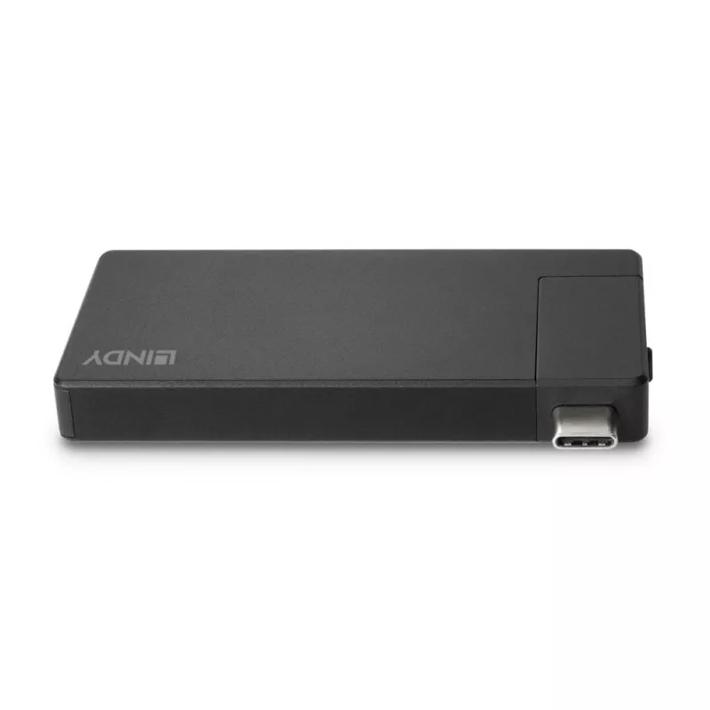 Lindy DST-Micro, USB-C laptop micro dokovacia stanica s podporou 4K a 100W pass-through nabíjaním