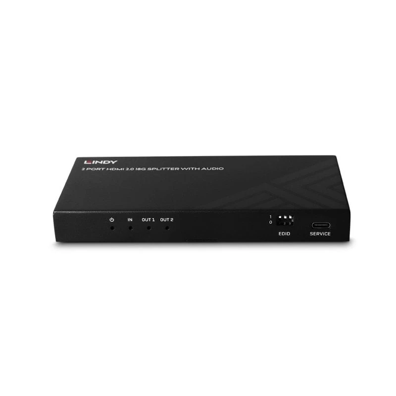 Lindy 38534 2-portový rozdeľovač HDMI 8K60 so zvukom a zmenšovaním rozlíšenia, 2x HDMI, HDR, čierny