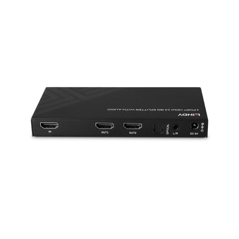 Lindy 38534 2-portový rozdeľovač HDMI 8K60 so zvukom a zmenšovaním rozlíšenia, 2x HDMI, HDR, čierny