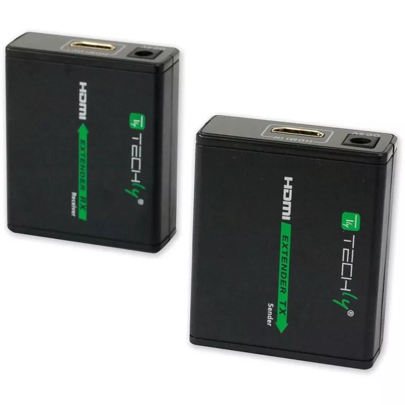 AV vysielač a prijímač TECHLY IDATA EXT-E70 — predĺženie HDMI cez kábel Cat6/6a/7, Full HD 1920x1080, 60 m, 10,2 Gbit/s, HDCP, čierny