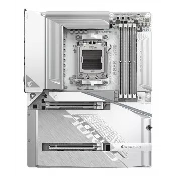 GIGABYTE B850 AORUS STEALTH ICE ATX základná doska pre AMD Socket AM5 — B850, 14+2+2 VRM, DDR5 do 8200 MHz (OC), 2×PCIe5, 2×PCIe4 M.2, Wi‑Fi 7, 5GbE