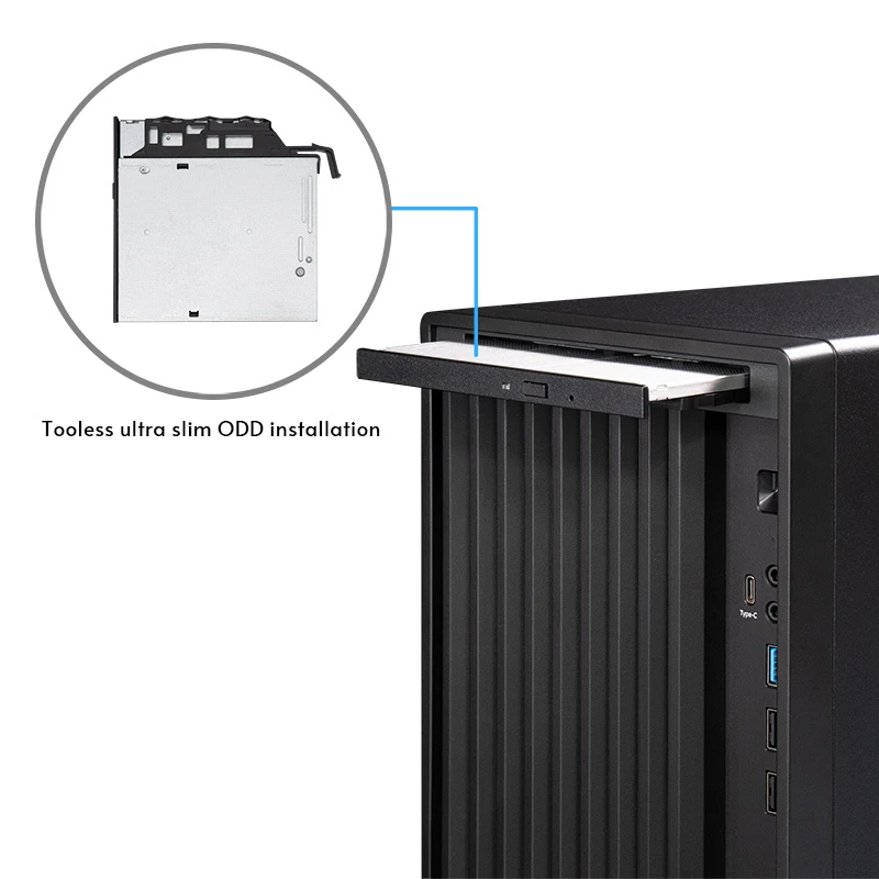 Chieftec BS-20B-OP počítačová skriňa Mini Tower, microATX/Mini-ITX, bez zdroja, 2x 3,5″, 2x 2,5″, 1x 5,25″ pozícia, grafická karta max. 270 mm, USB-C, 90 mm ventilátor, čierna