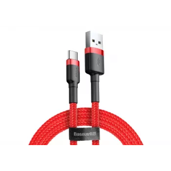 BASEUS pletený rýchlonabíjací kábel Cafule – USB Type-A na Type-C 2 A – 2 m – červený (nylon)
