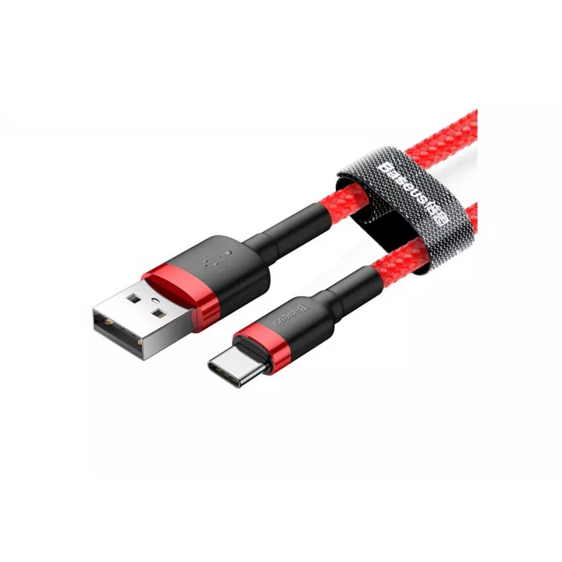 BASEUS pletený rýchlonabíjací kábel Cafule – USB Type-A na Type-C 2 A – 2 m – červený (nylon)