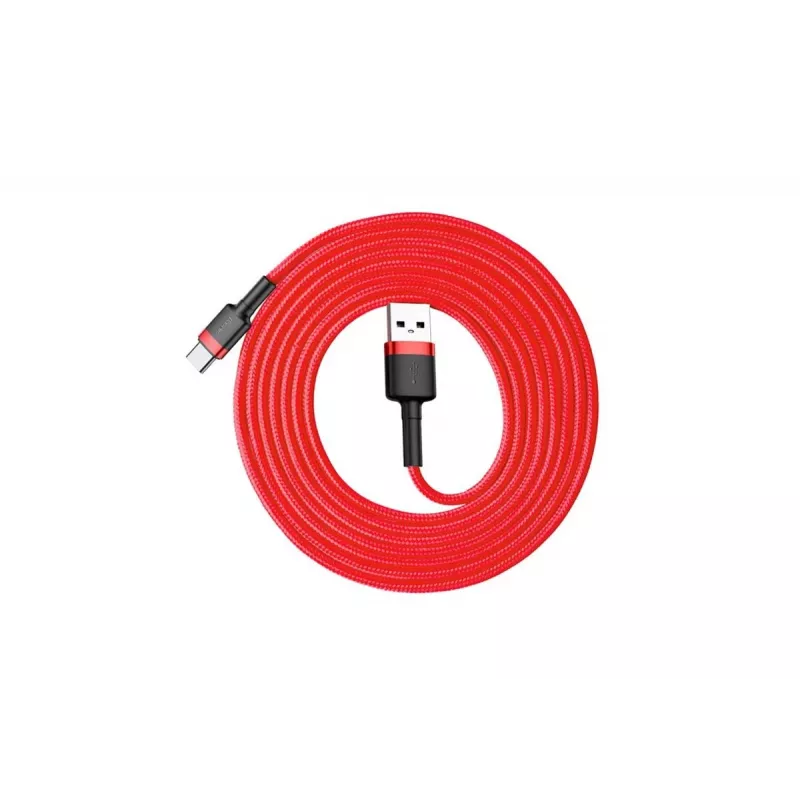 BASEUS pletený rýchlonabíjací kábel Cafule – USB Type-A na Type-C 2 A – 2 m – červený (nylon)