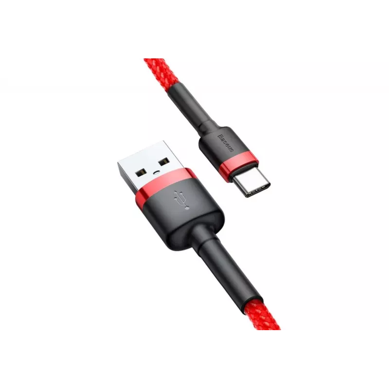 BASEUS pletený rýchlonabíjací kábel Cafule – USB Type-A na Type-C 2 A – 2 m – červený (nylon)
