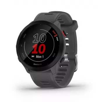 Smartwatch GARMIN Forerunner 55, okrúhle puzdro 42 mm, sivá, silikónový remienok, GPS/GLONASS/Galileo, vodotesnosť 5 ATM