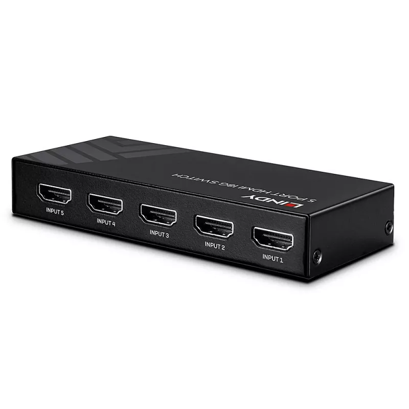 Lindy 38233 5-portový HDMI 2.0 18G prepínač, 5x HDMI, stolový
