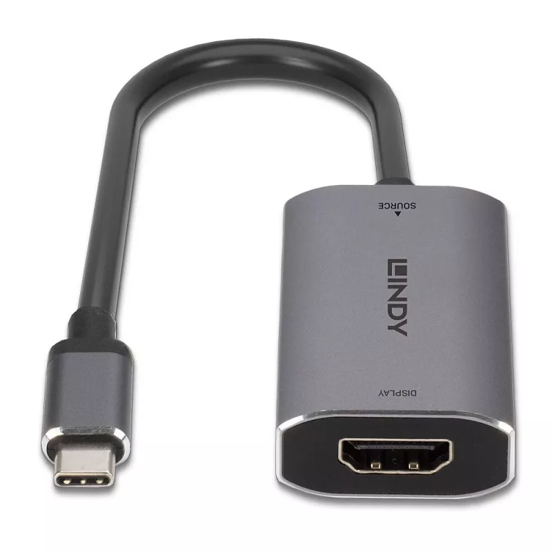 Lindy USB Type C na HDMI 8K60 konvertor, 0,11 m, USB Type-C, HDMI, konektor samec, konektor samica, rovný