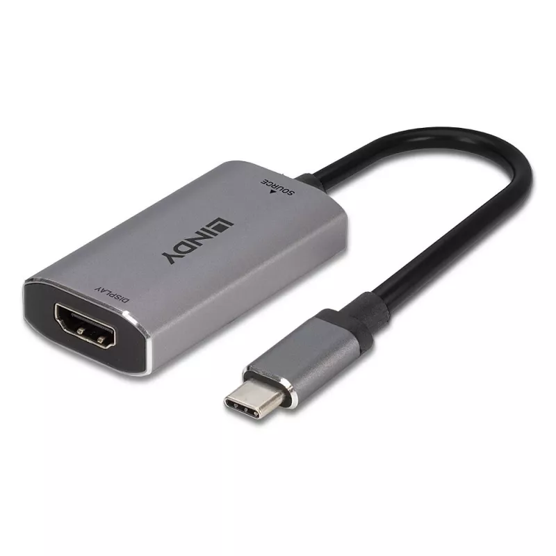Lindy USB Type C na HDMI 8K60 konvertor, 0,11 m, USB Type-C, HDMI, konektor samec, konektor samica, rovný