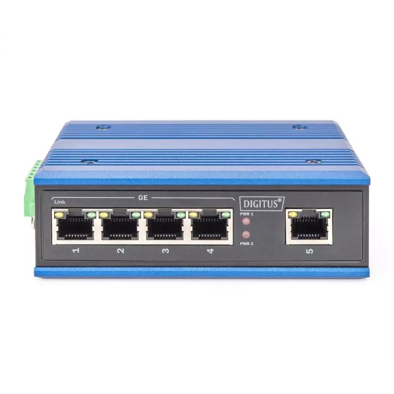 Digitus DN-651118 priemyselný 5-portový gigabitový switch, nespravovaný, na DIN lištu