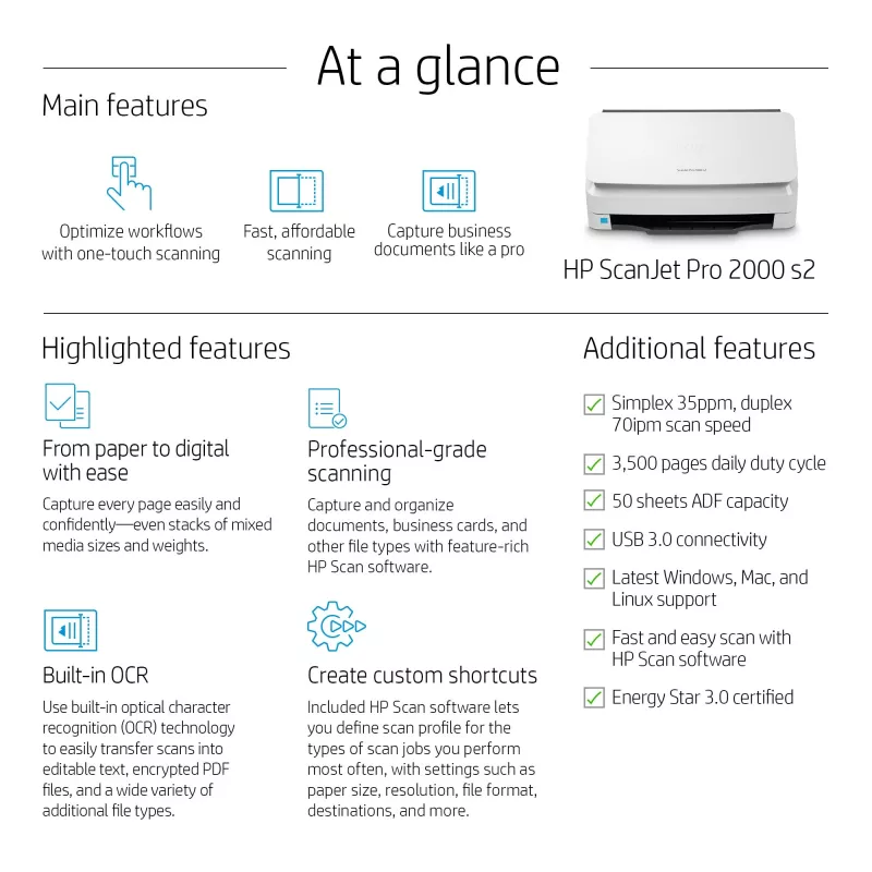 HP Scanjet Pro 2000 s2 skener s podávačom