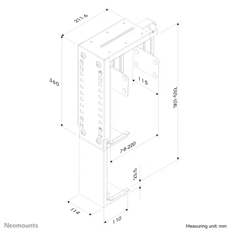 Neomounts CPU-D100 čierny držiak na CPU - max. 30 kg - univerzálny