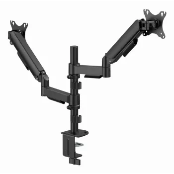 Stolný držiak na monitor Gembird MA-DA2P-02 pre 2 obrazovky, do 81,3 cm (32 palcov), VESA 75x75–100x100, max. hmotnosť 9 kg na obrazovku, svorka/priechodka cez stôl, čierny