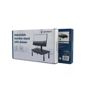 Stojan na monitor GEMBIRD MS-TABLE-D-01 — výškovo nastaviteľný stolný podstavec s 1 zásuvkou, oceľ, výška 140 mm, pre 1 displej, nosnosť 20 kg