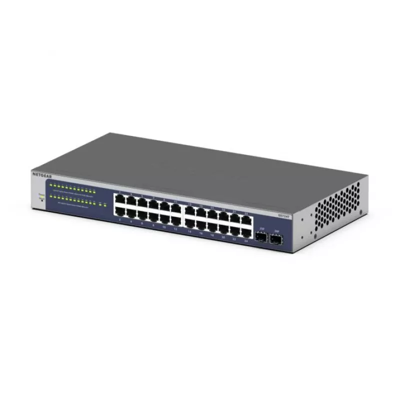 NETGEAR GS724Tv6 Managed L2+/L3 Gigabit Ethernet (10/100/1000) 1U modrá, sivá