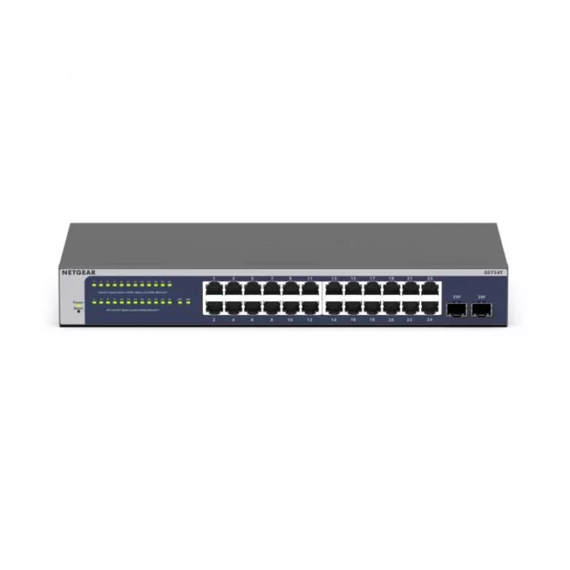 NETGEAR GS724Tv6 Managed L2+/L3 Gigabit Ethernet (10/100/1000) 1U modrá, sivá