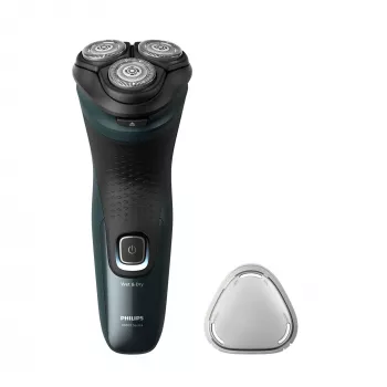 Elektrický holiaci strojček Philips 3000X Series X3052/00 — rotačný, 3-hlavový, mokré a suché holenie, NiMH batéria, 45 min. výdrž, zastrihávač, čierna/zelená