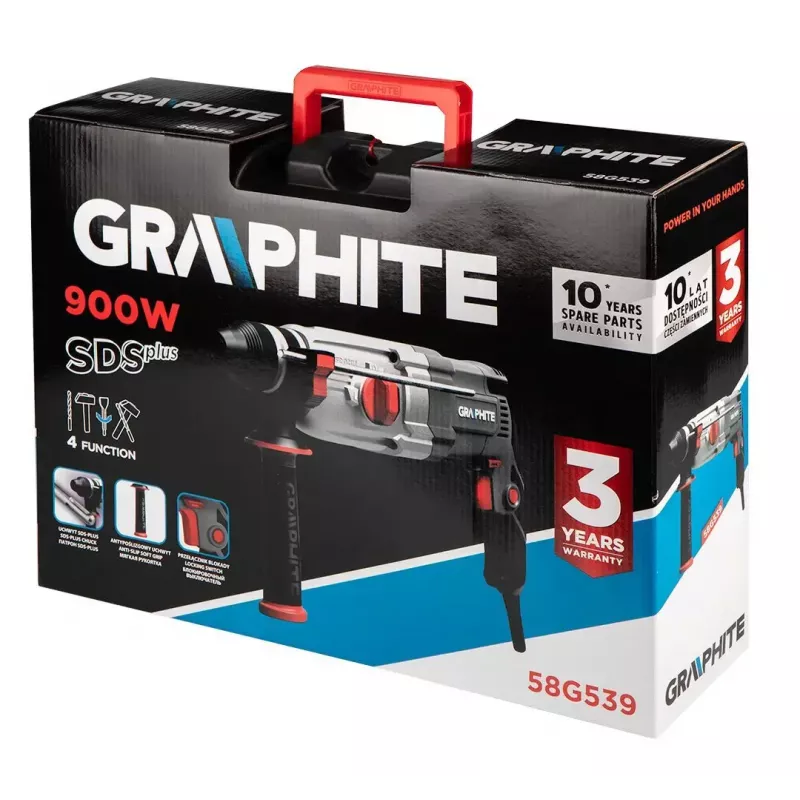 Vŕtacie kladivo GRAPHITE 58G539 — jednodielny, kompaktný dizajn
