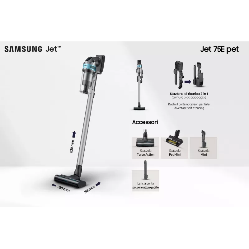 Samsung VS20B75AGR1 2-in-1 tyčový vysávač batéria bez vrecka 550 W čierna, mint colour
