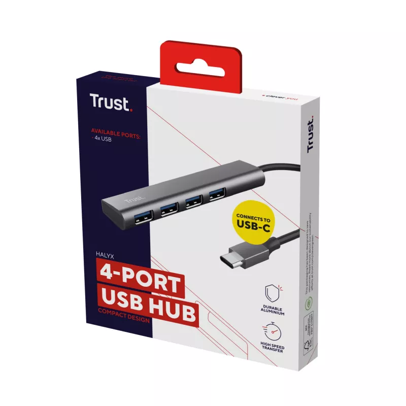 Trust Halyx USB 3.2 Gen 1 (3.1 Gen 1) Type-A 5 Mbit/s sivá