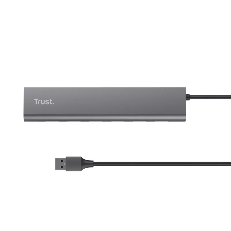 Trust Halyx 24967 7-portový USB hub, USB 3.2 Gen 1, Type-A, 5000 Mbit/s, strieborný
