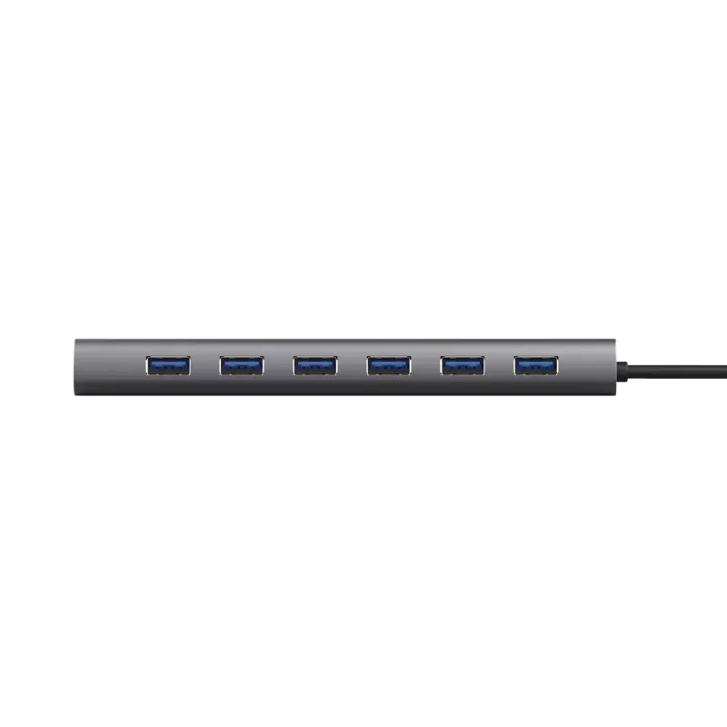 Trust Halyx 24967 7-portový USB hub, USB 3.2 Gen 1, Type-A, 5000 Mbit/s, strieborný