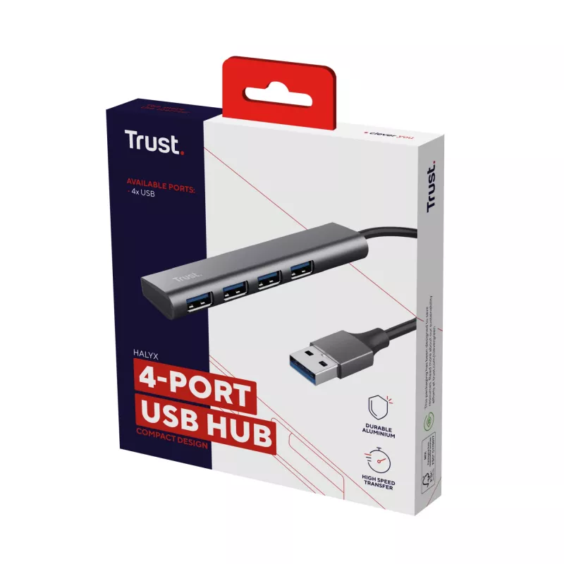 Trust Halyx USB 3.2 Gen 1 (3.1 Gen 1) Type-A 5 Mbit/s čierna, sivá