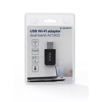 WLAN USB adaptér GEMBIRD AC1300 Dual-Band Wi-Fi 5 (RTL8812BU) 867 Mbit/s USB 3.0 interná anténa čierna