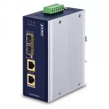 PLANET priemyselný mediakonvertor 2x100/1000X SFP na 2x10/100/1000T 802.3bt PoE++