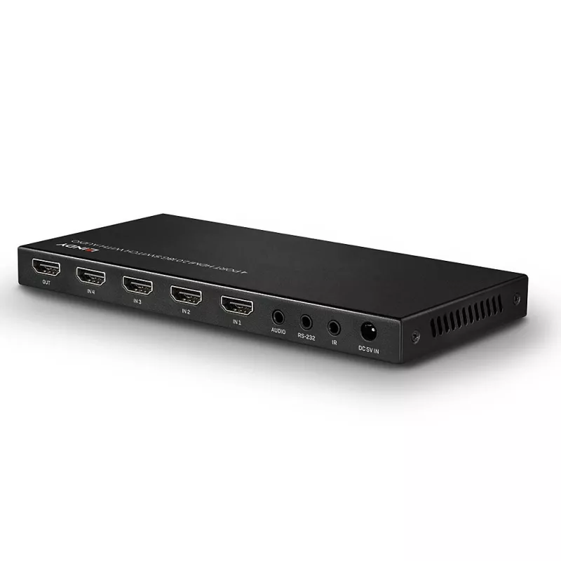 Lindy 38249 4-portový prepínač HDMI 2.0 18G so zvukom, stolový
