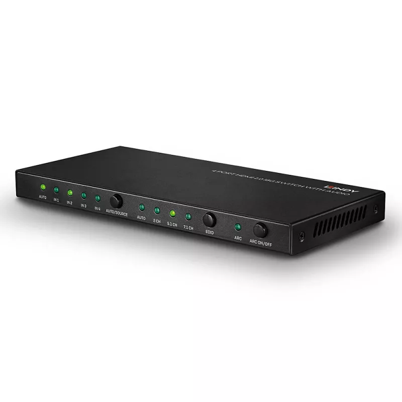 Lindy 38249 4-portový prepínač HDMI 2.0 18G so zvukom, stolový