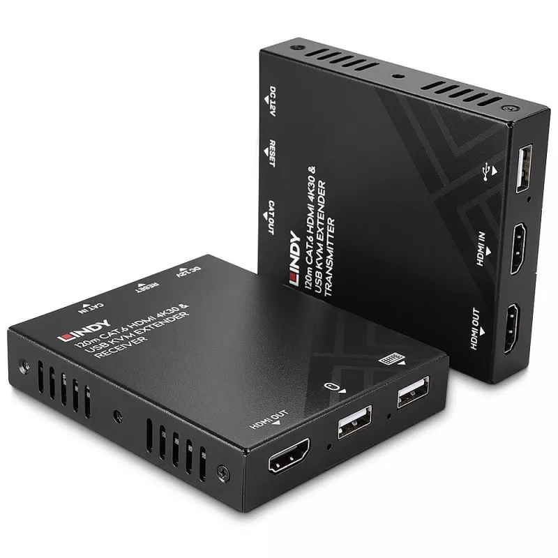 KVM extender Lindy 120 m Cat.6 HDMI a USB vysielač & prijímač