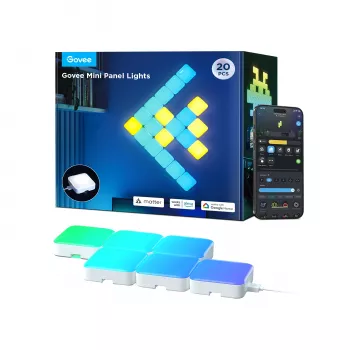 Inteligentné nástenné svietidlo Govee Mini Panel Lights Wi‑Fi/Bluetooth 72 W, biele, sada 10 ks, 80×80×28 mm