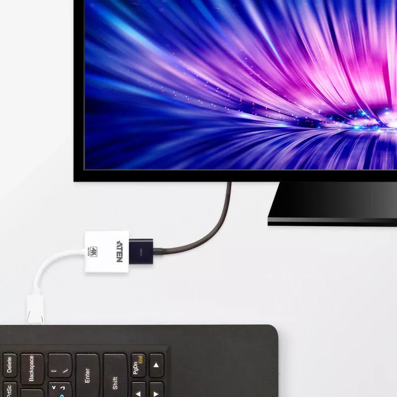 ATEN 4K aktívny konvertor DisplayPort na HDMI, 3D, až 3840 x 2160 @30Hz