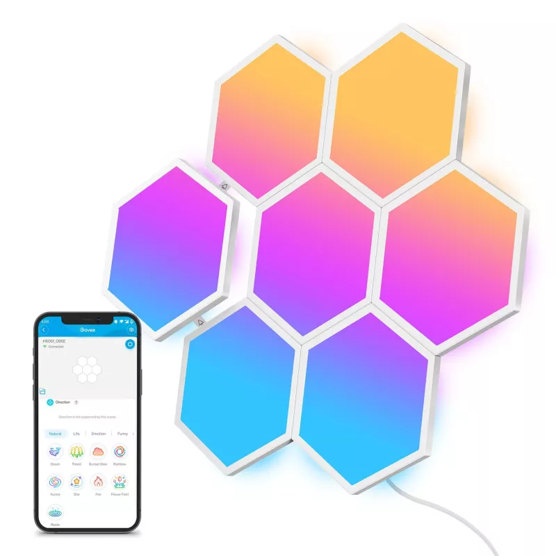 Inteligentný panel Govee Glide Hexa Light Panels Wi-Fi biely 10 kusov