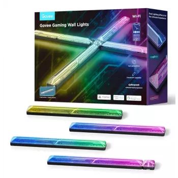 Inteligentné nástenné svetlo Govee Gaming Wall Lights (4+1) – WLAN/Bluetooth, viacfarebné, 4 kusy, 370×45×30 mm