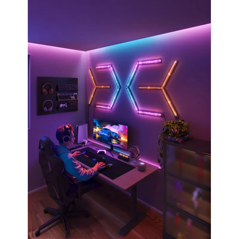 Inteligentné nástenné svetlo Govee Gaming Wall Lights (4+1) – WLAN/Bluetooth, viacfarebné, 4 kusy, 370×45×30 mm